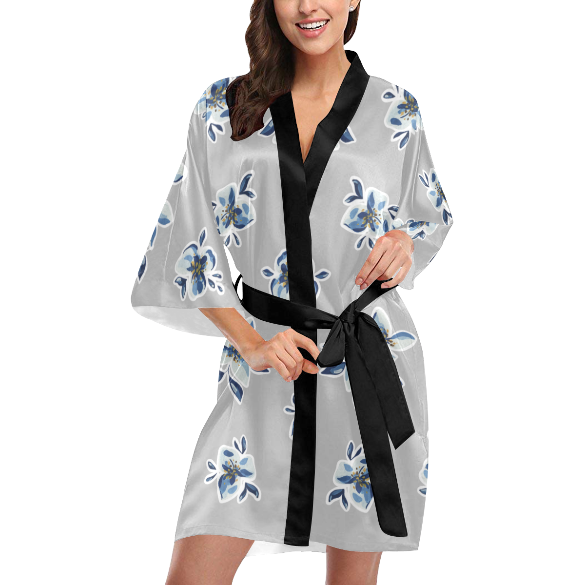 Gray Hope Kimono Robe