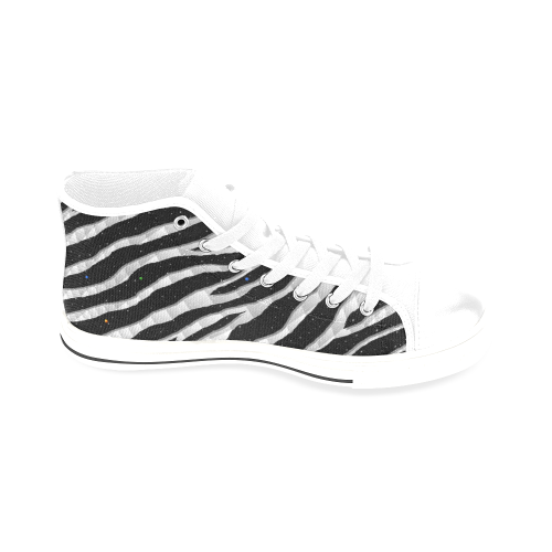 Ripped SpaceTime Stripes - White Men’s Classic High Top Canvas Shoes /Large Size (Model 017)