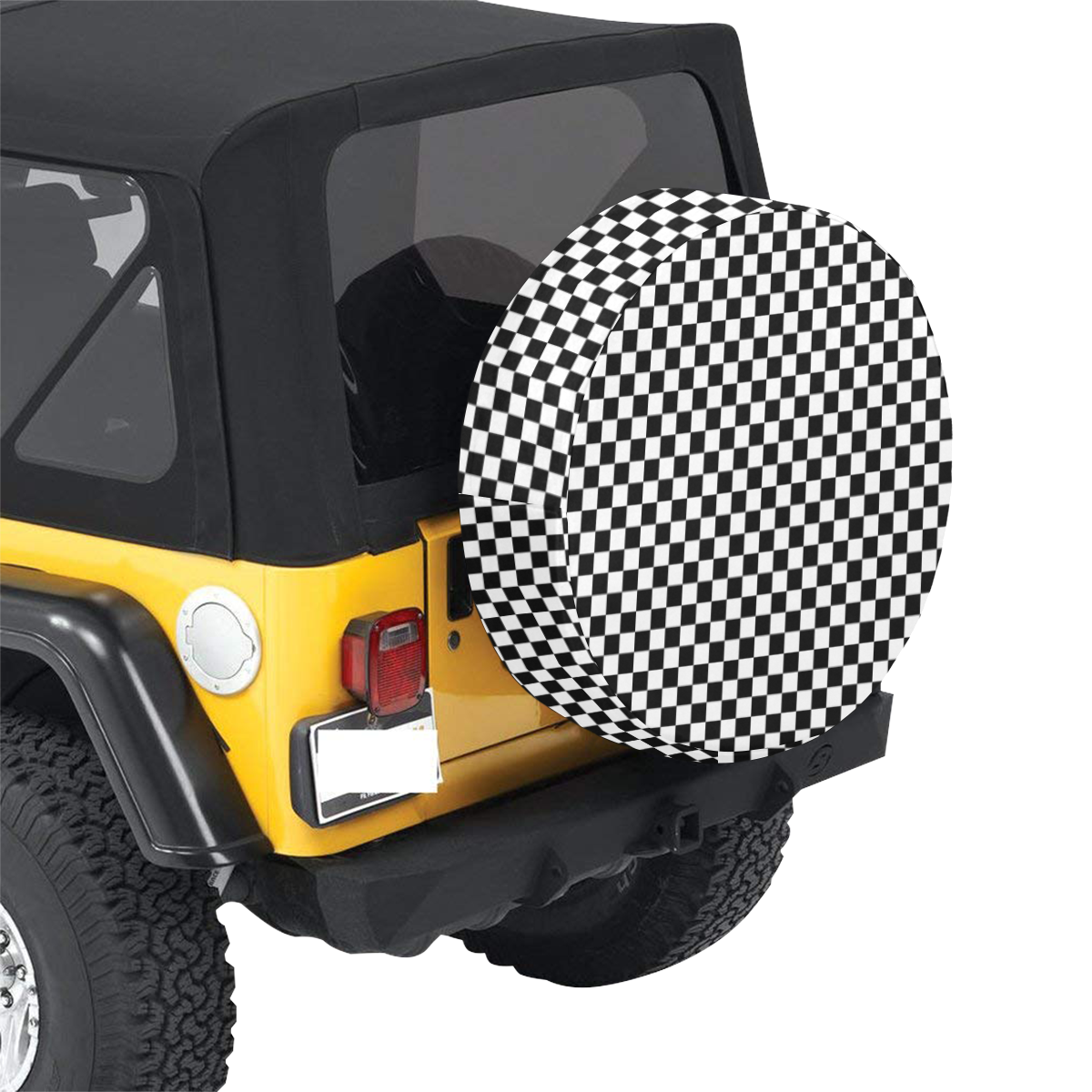Checkerboard Black And White 32 Inch Spare Tire Cover