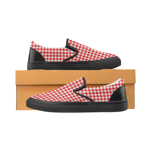 Checkerboard Picnic Table Men's Slip-on Canvas Shoes (Model 019)