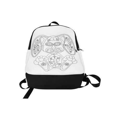 Color Me Sugar Skull Bunny White Fabric Backpack for Adult (Model 1659)