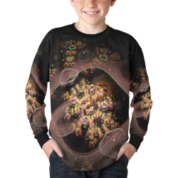 Fractal flowers Kids' Rib Cuff Long Sleeve T-shirt (Model T64)