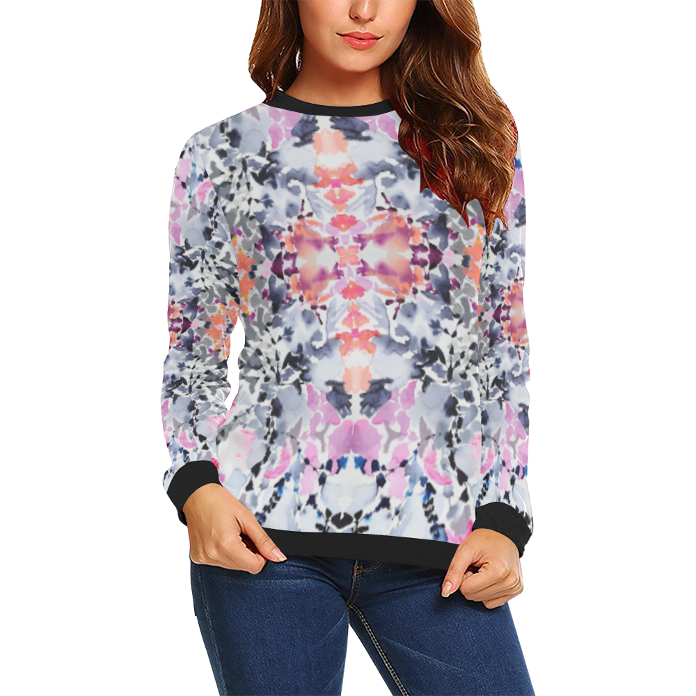 Japanese style floral print by FlipStylez Designs all over print crew neck sweatshirt for women All Over Print Crewneck Sweatshirt for Women (Model H18)