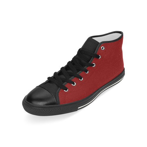 Red Wine and Black Men’s Classic High Top Canvas Shoes (Model 017)