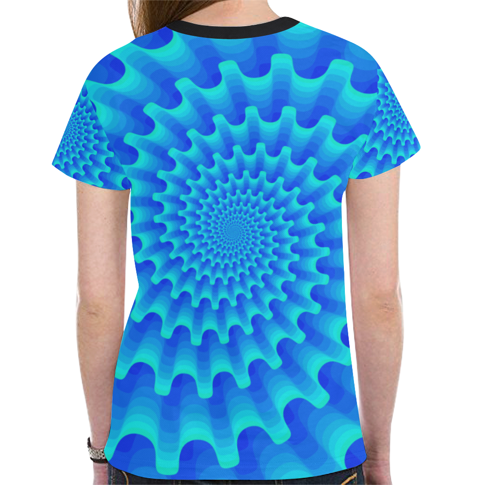 Royal blue vortex New All Over Print T-shirt for Women (Model T45)