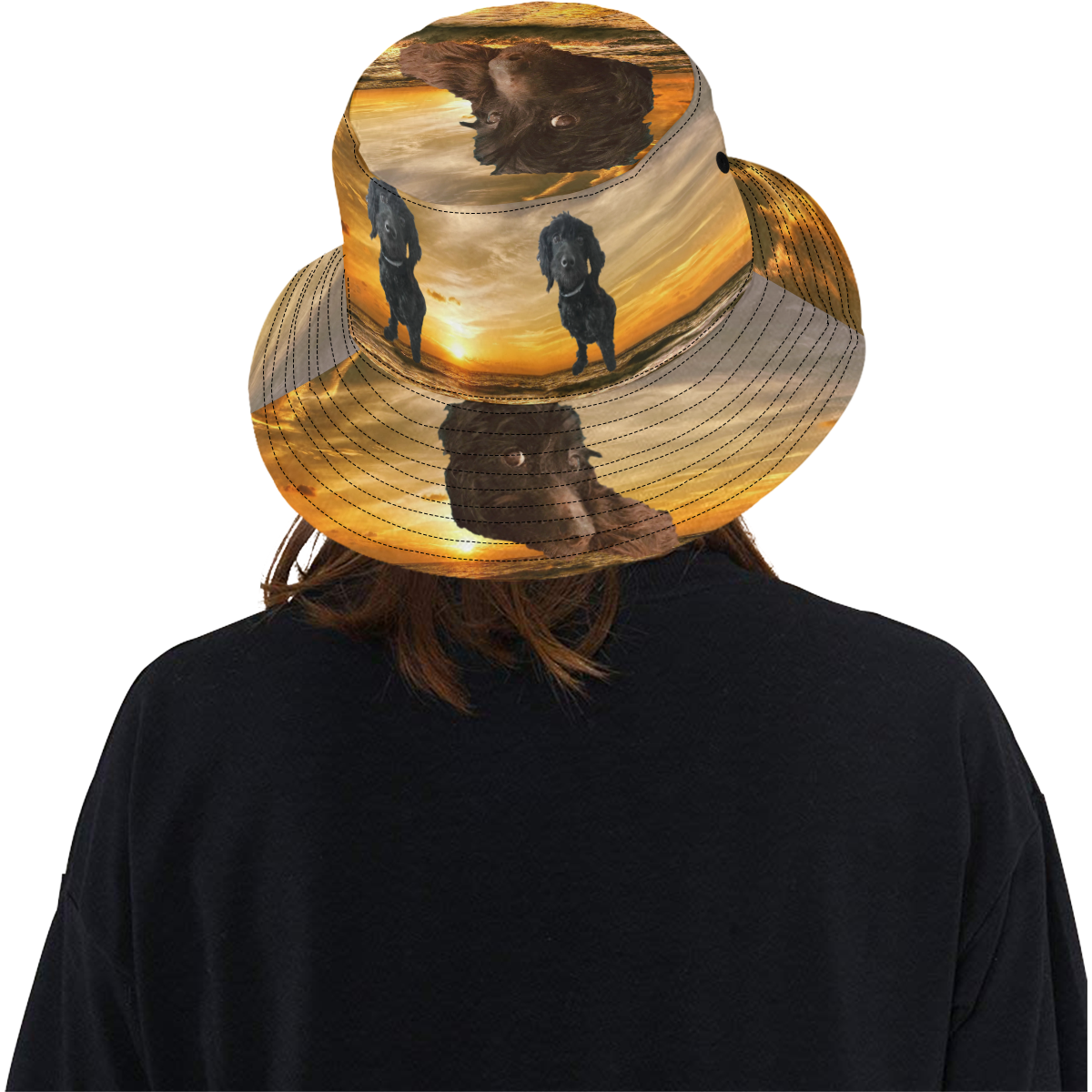 Dog and Sunset All Over Print Bucket Hat
