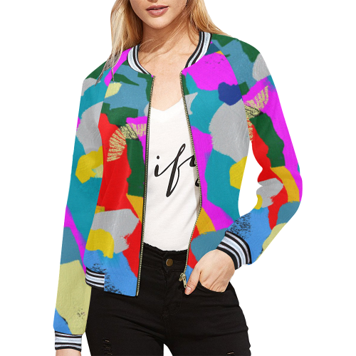 CONFETTI NIGHTS 3 All Over Print Bomber Jacket for Women (Model H21)