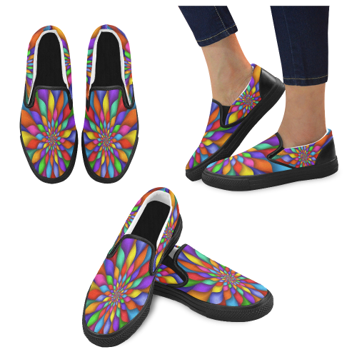 RAINBOW SKITTLES Women's Slip-on Canvas Shoes (Model 019)