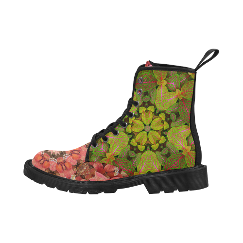 botanical boots green red Martin Boots for Women (Black) (Model 1203H)