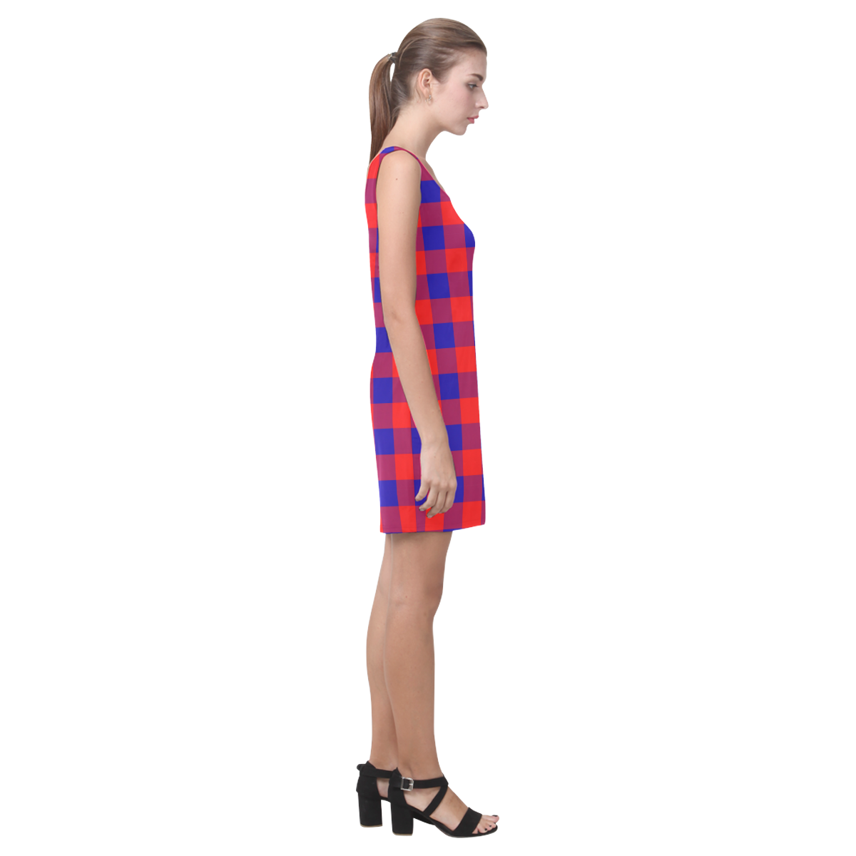 Red and Blue Checkered Medea Vest Dress (Model D06)