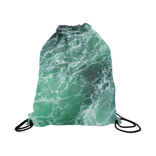Green Ocean Wave. Large Drawstring Bag Model 1604 (Twin Sides)  16.5"(W) * 19.3"(H)