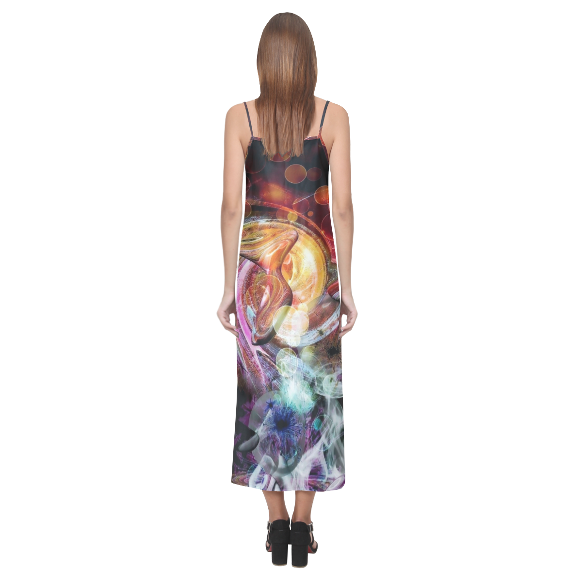 Dark Universe by Nico Bielow V-Neck Open Fork Long Dress(Model D18)