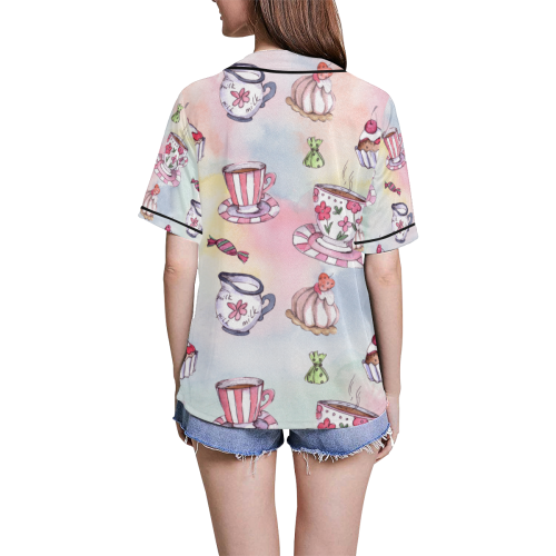 Coffee and sweeets All Over Print Baseball Jersey for Women (Model T50)