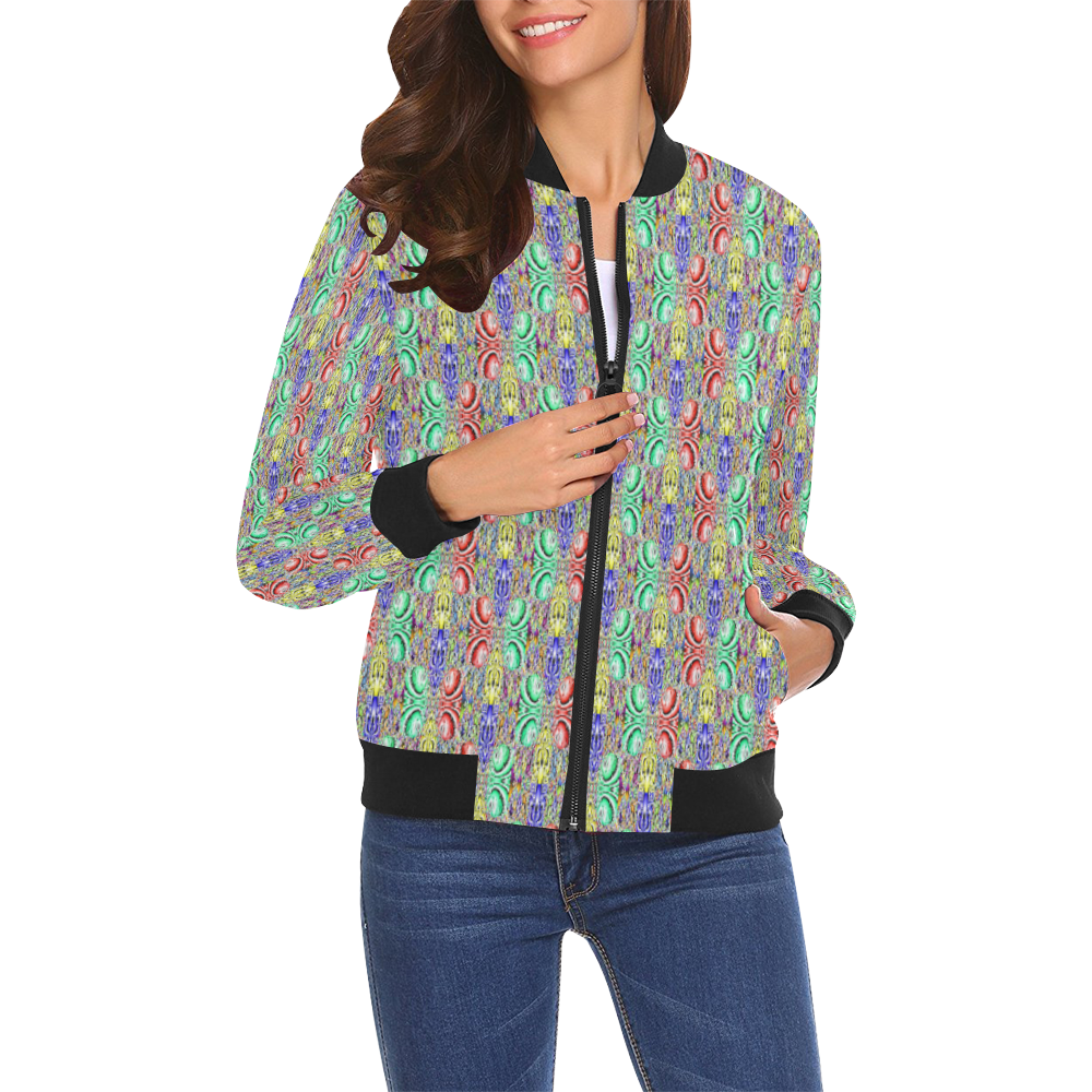 Rainbow illusion All Over Print Bomber Jacket for Women (Model H19)