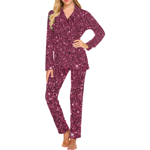 New Sparkling Glitter Print J by JamColors Women's Long Pajama Set