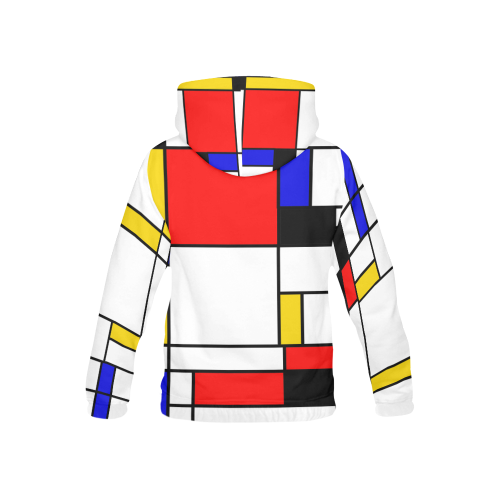 Bauhouse Composition Mondrian Style All Over Print Hoodie for Kid (USA Size) (Model H13)