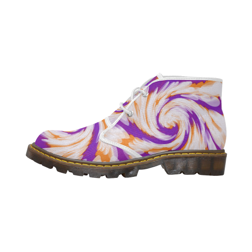 Purple Orange Tie Dye Swirl Abstract Women's Canvas Chukka Boots (Model 2402-1)