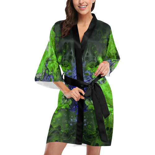 Fantasy Swirl Lime Green & Blue. Kimono Robe
