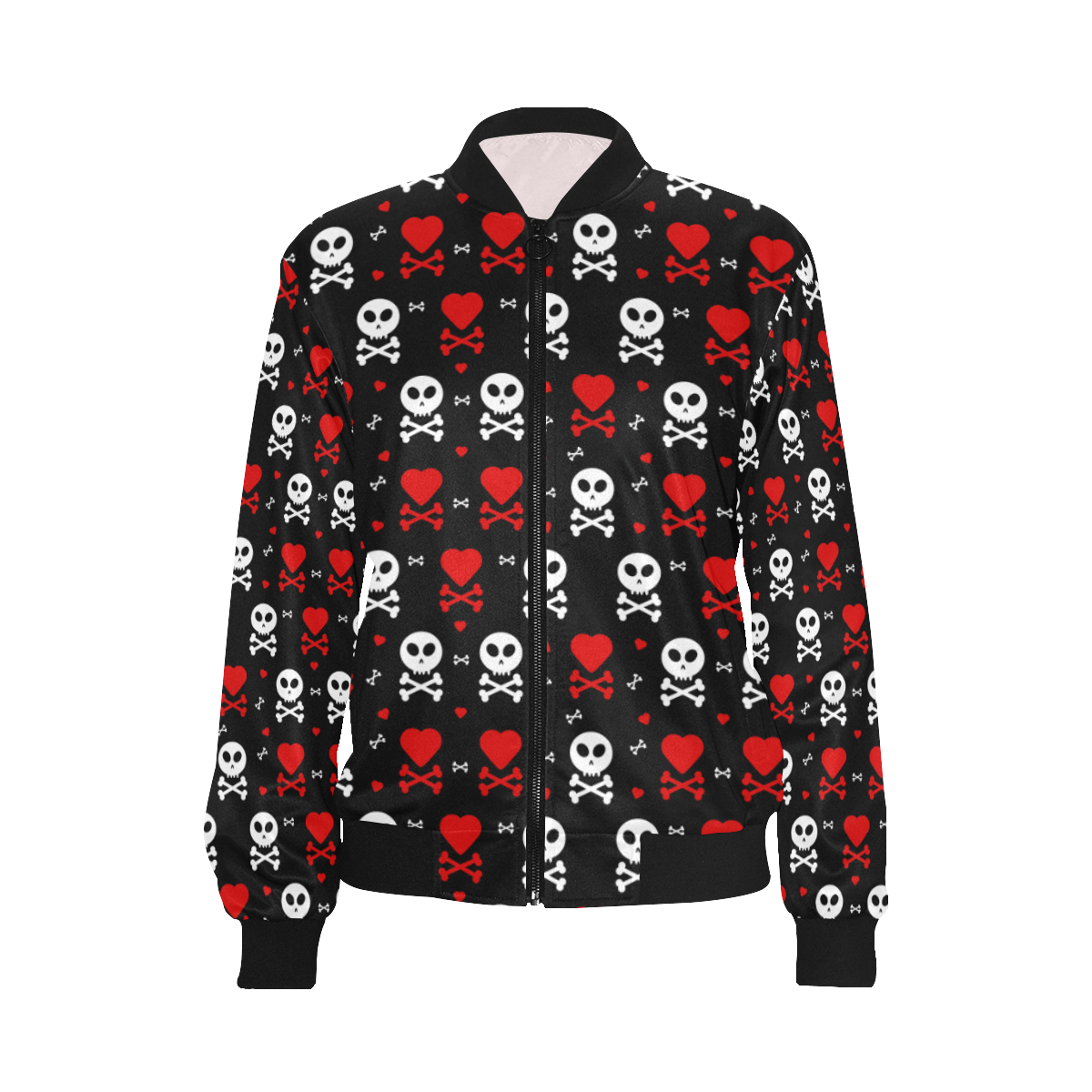 Skull and Crossbones All Over Print Bomber Jacket for Women (Model H36)
