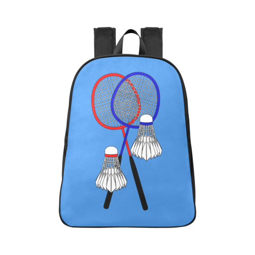 Badminton Rackets and Shuttlecocks Sports on Blue Fabric School Backpack (Model 1682) (Large)