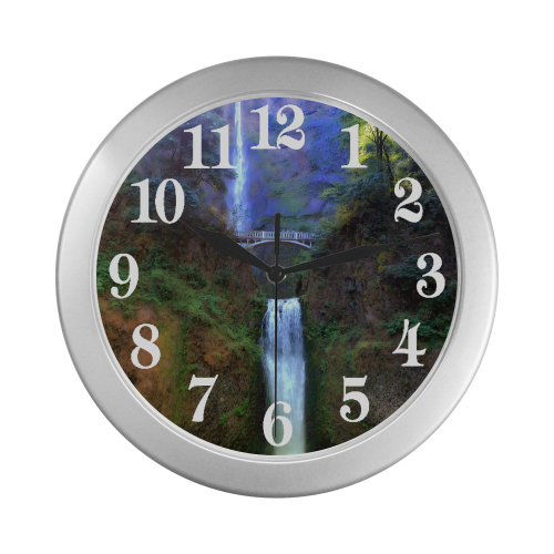 Multnomah falls Silver Color Wall Clock