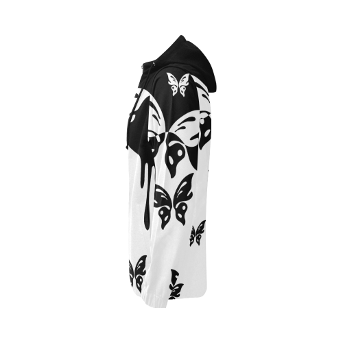 Animals Nature - Splashes Tattoos with Butterflies All Over Print Full Zip Hoodie for Women (Model H14)