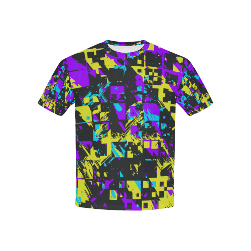 Purple yelllow squares Kids' All Over Print T-shirt (USA Size) (Model T40)