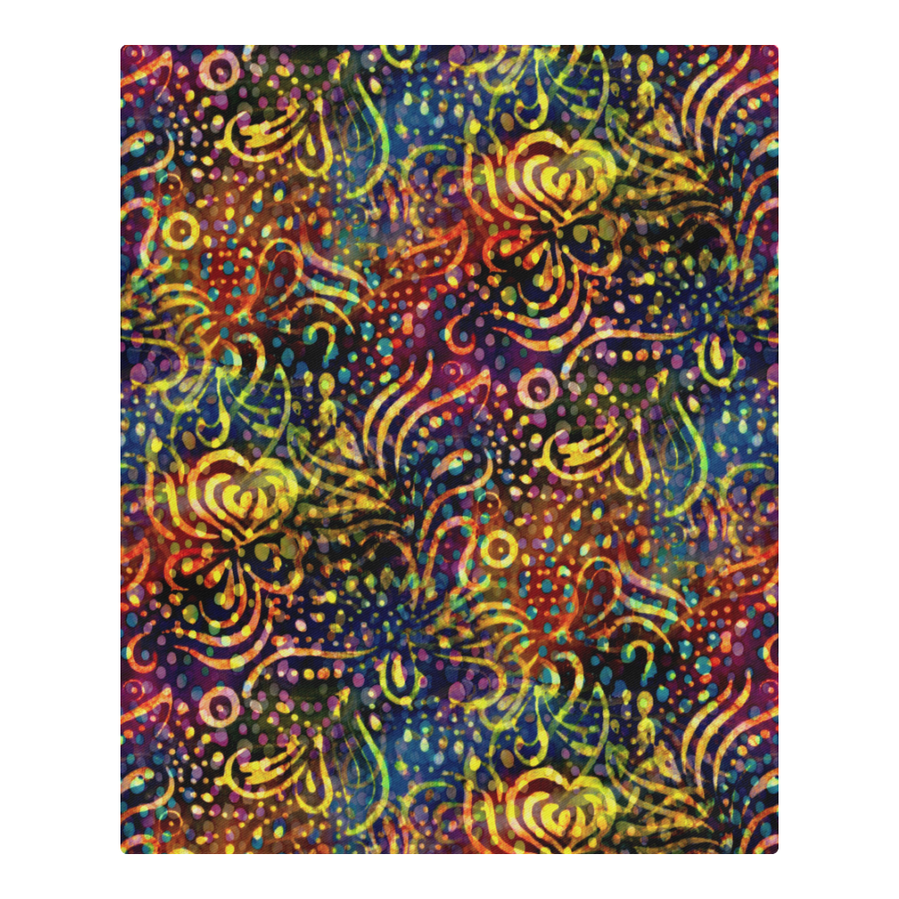 Rainbow Dotted Floral Batik Pattern 3-Piece Bedding Set