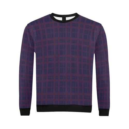 Purple Plaid Rock Style All Over Print Crewneck Sweatshirt for Men (Model H18)