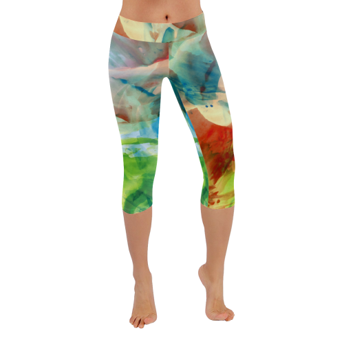 colorful Women's Low Rise Capri Leggings (Invisible Stitch) (Model L08)