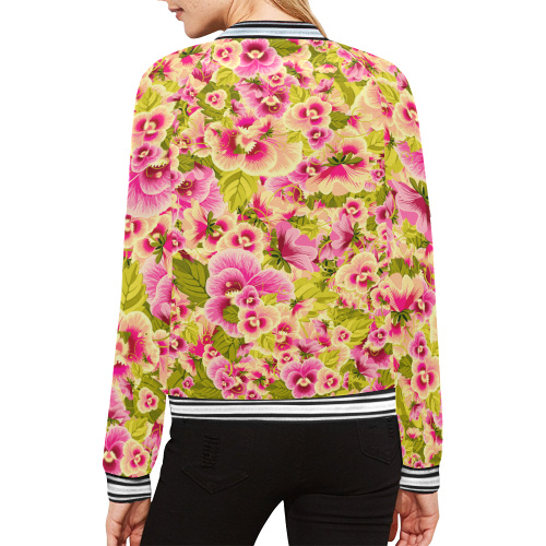 color flower pattern All Over Print Bomber Jacket for Women (Model H21)