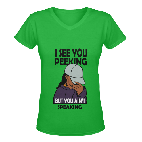 See You Green Women's Deep V-neck T-shirt (Model T19)
