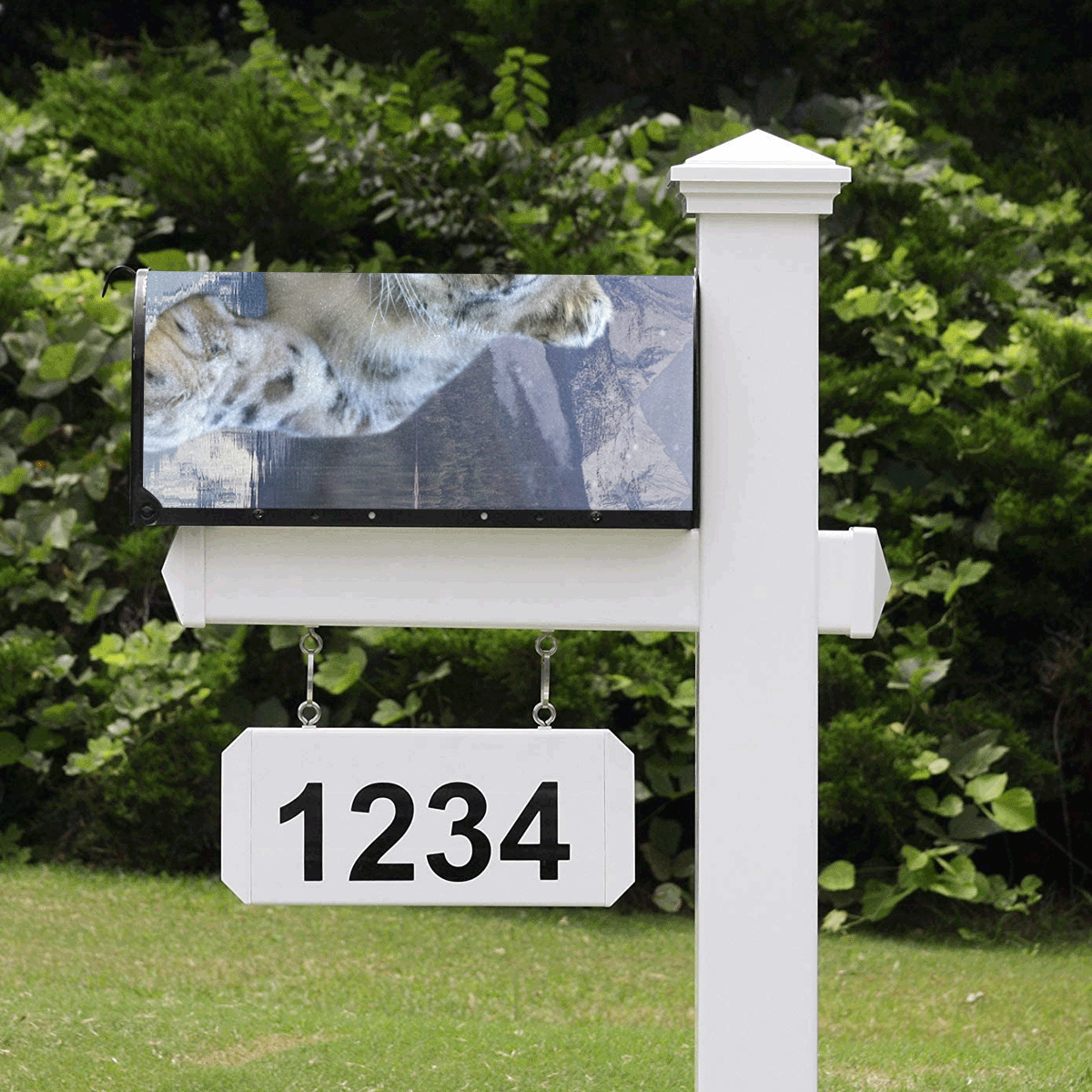 Snow Leopard and Moon Mailbox Cover