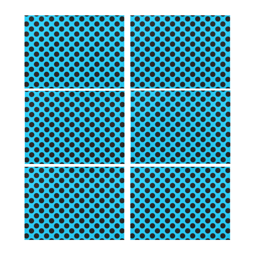 Black Polka Dots on Blue Placemat 14’’ x 19’’ (Set of 6)