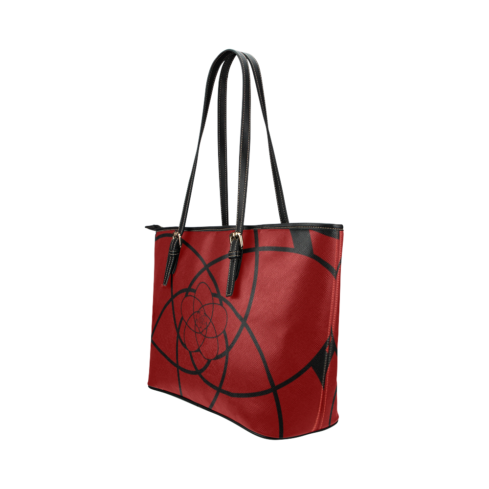Abstract flower Leather Tote Bag/Large (Model 1651)