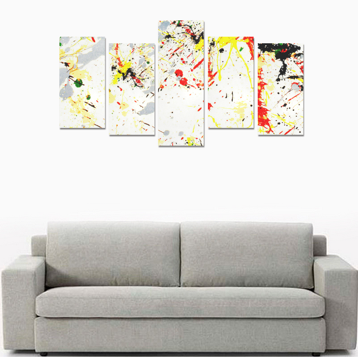 Black, Red, Yellow Paint Splatter Canvas Print Sets E (No Frame)