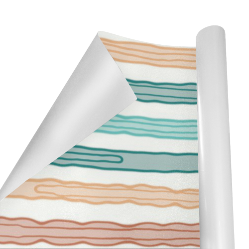 Fun decorative pastel lines, green blue orange red Gift Wrapping Paper 58"x 23" (1 Roll)