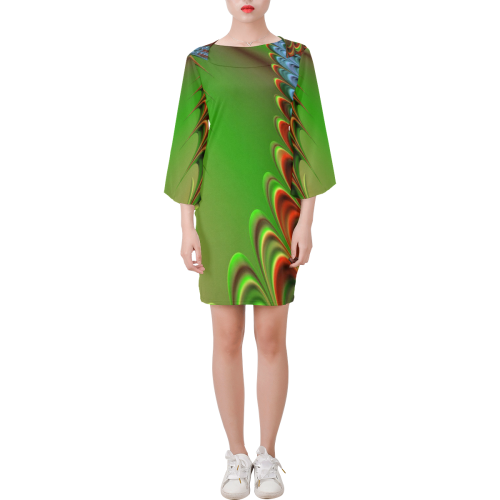 Gorgeous Fractal For You 16C by JamColors Bell Sleeve Dress (Model D52)