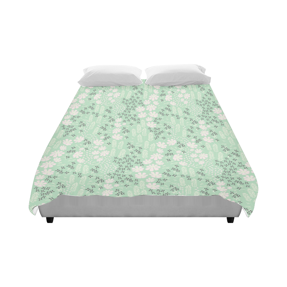 Mint Floral Pattern Duvet Cover 86"x70" ( All-over-print)
