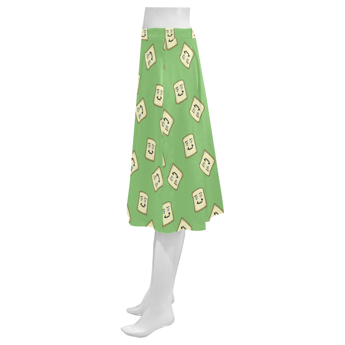 happy toast green Mnemosyne Women's Crepe Skirt (Model D16)
