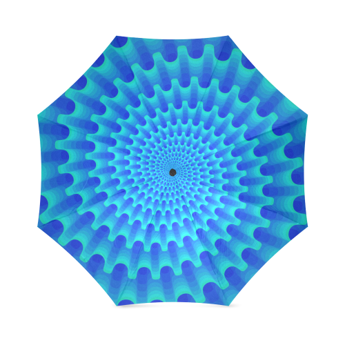 Blue spiral flower Foldable Umbrella (Model U01)