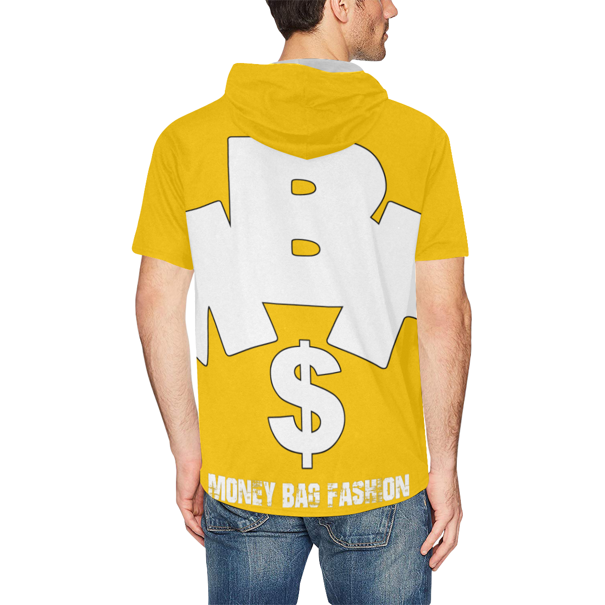 MBF hoodie yellow All Over Print Short Sleeve Hoodie for Men (Model H32)