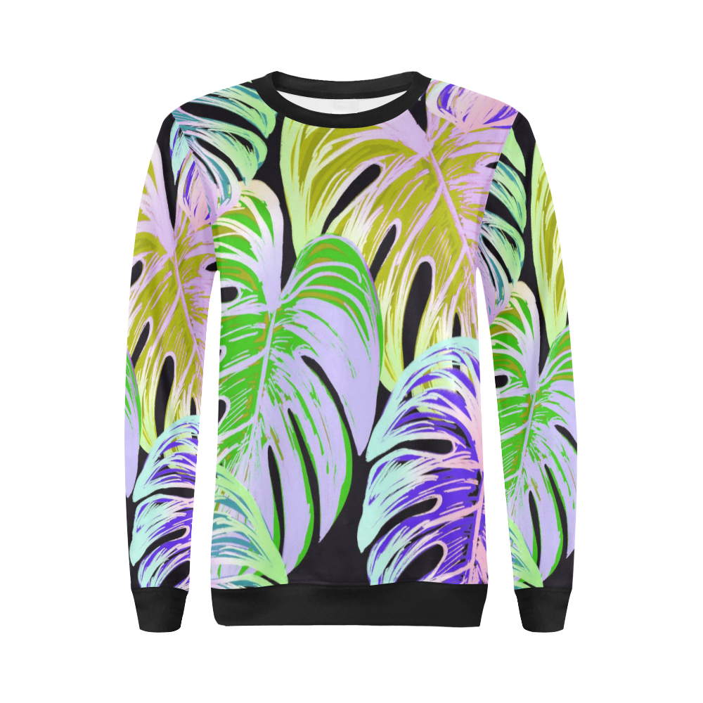 Pretty Leaves C by JamColors All Over Print Crewneck Sweatshirt for Women (Model H18)