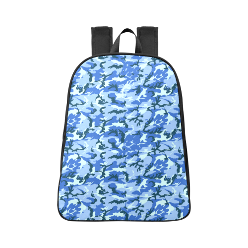Woodland Blue Camouflage Fabric School Backpack (Model 1682) (Large)