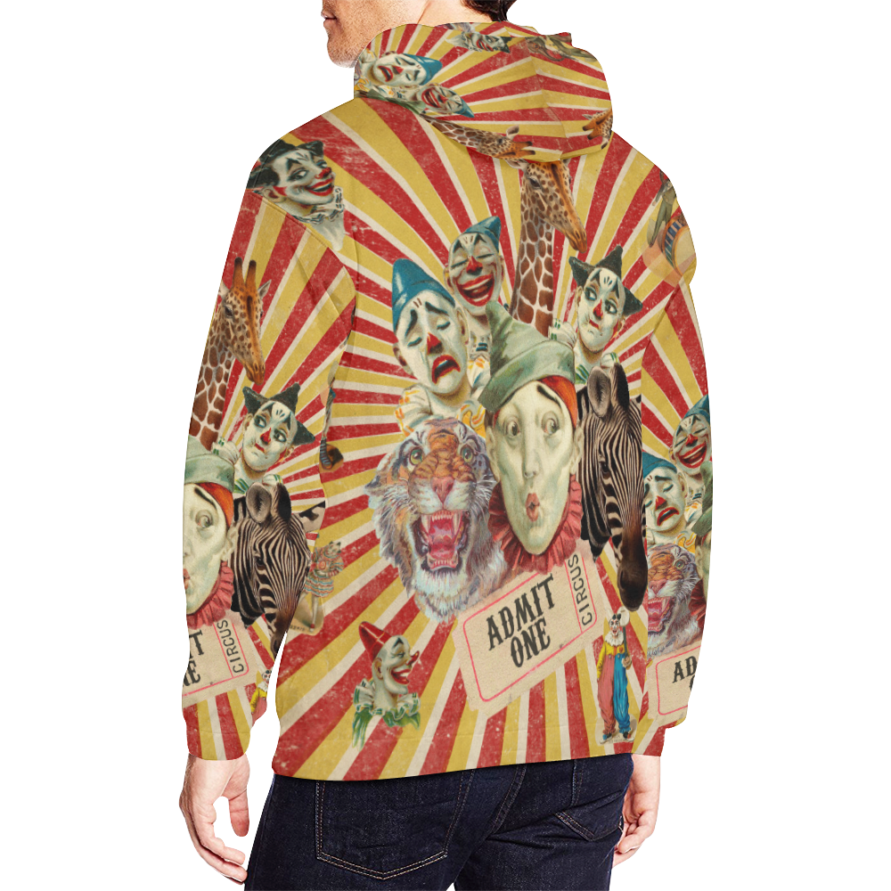 Funny Vintage Circus Clowns All Over Print Hoodie for Men (USA Size) (Model H13)