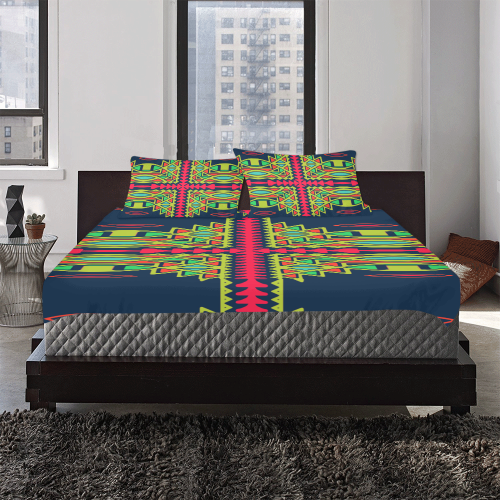 Distorted shapes on a blue background 3-Piece Bedding Set