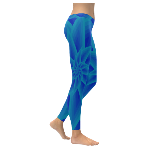 Royal blue sea star Women's Low Rise Leggings (Invisible Stitch) (Model L05)