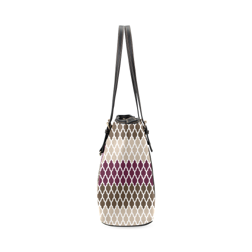 stripe lace pattern Leather Tote Bag/Large (Model 1640)