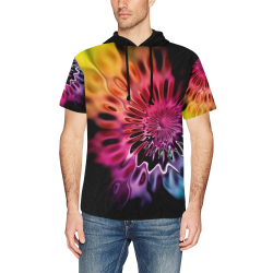 Magic Flower Flames Fractal - Psychedelic Colors All Over Print Short Sleeve Hoodie for Men (Model H32)