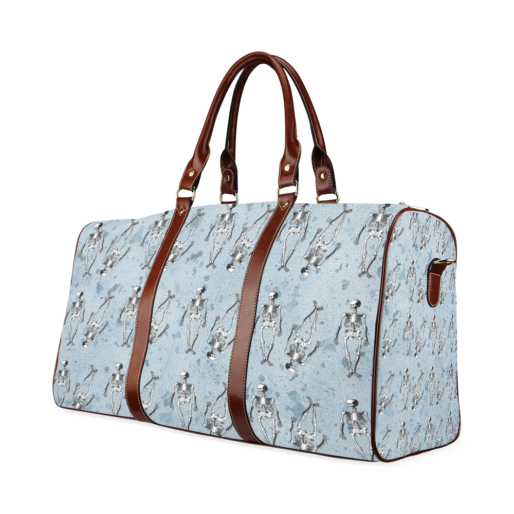 skeleton blue background Waterproof Travel Bag/Small (Model 1639)